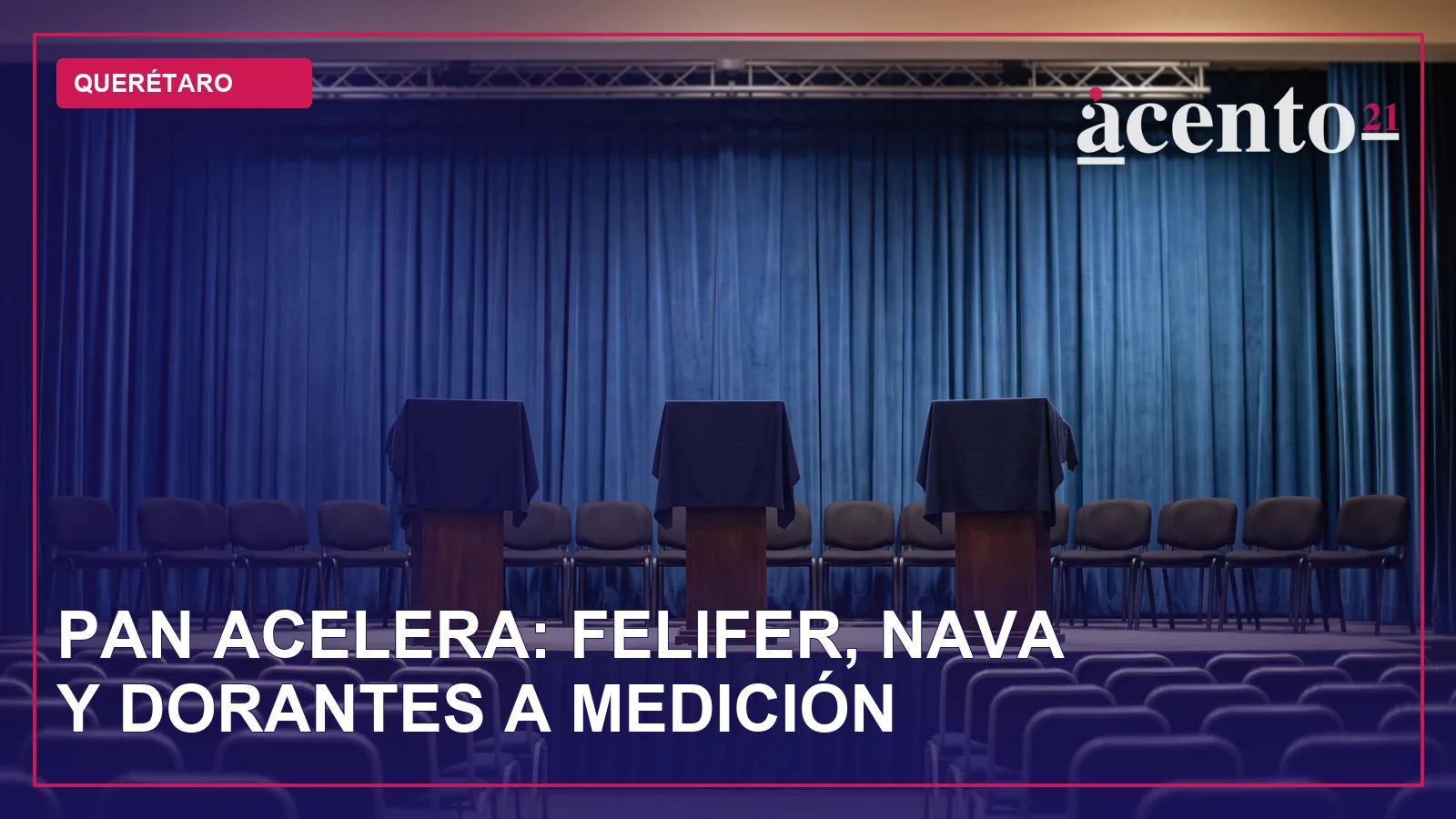 Sede partidista con logotipos cubiertos y sillas en fila, sin personas identificables