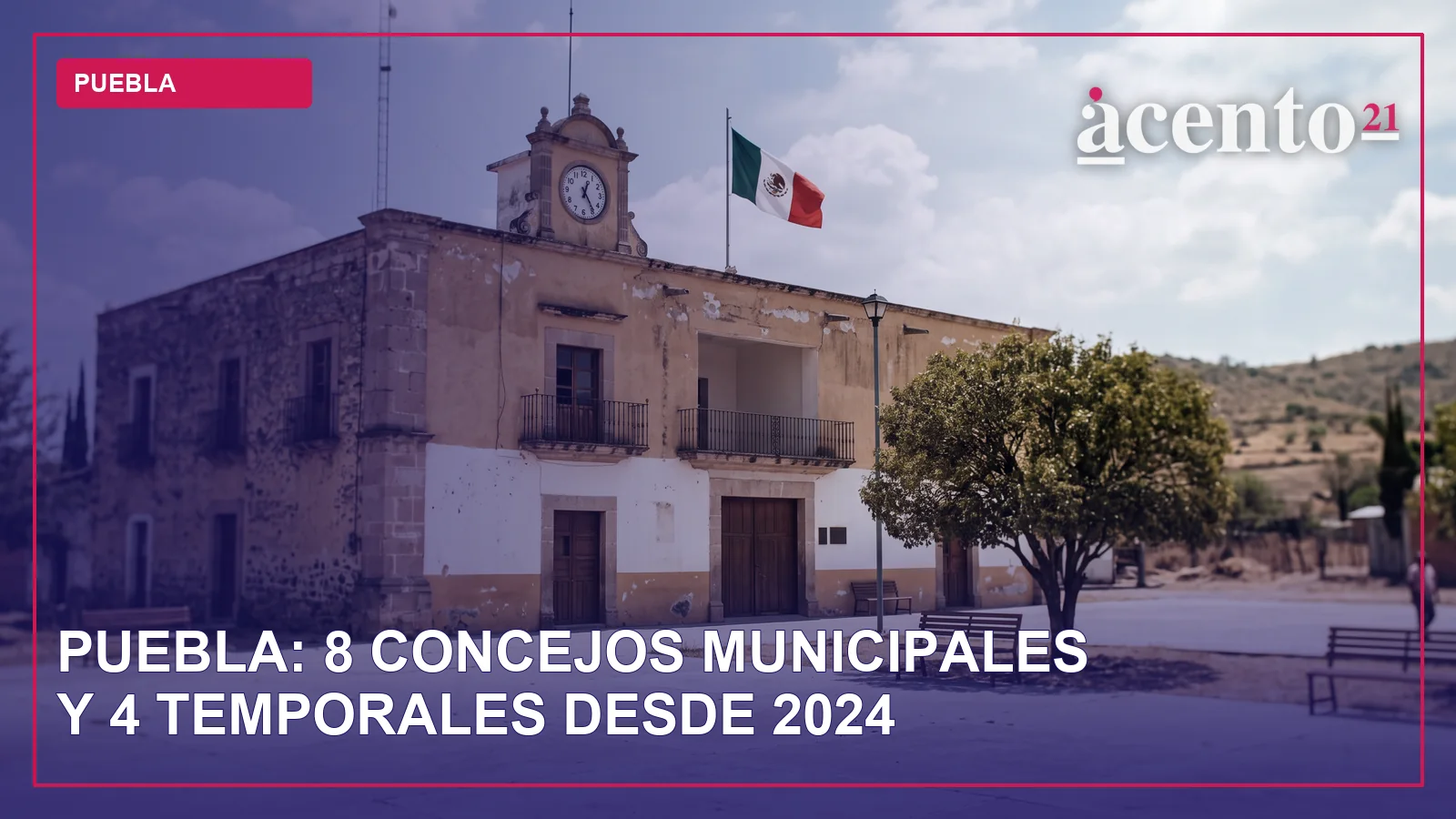 Una imagen conceptual de un ayuntamiento o edificio de gobierno municipal, con un escudo de Puebla.