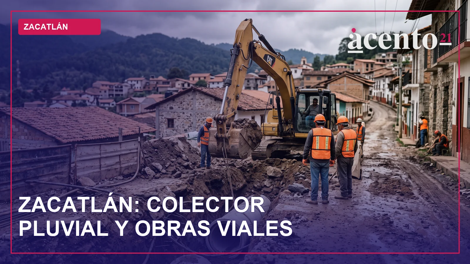 Imagen de una tubería de gran diámetro en una obra de construcción, posiblemente un colector pluvial.