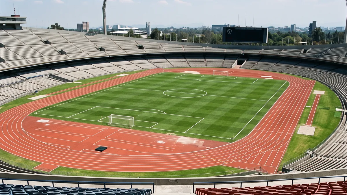 Pumas vs. San Luis: ¿Dónde ver el partido exclusivo de Liga MX? Vista aérea de un estadio de fútbol con gradas llenas y un campo de juego iluminado.