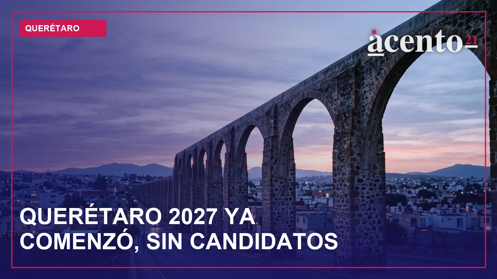 Vista del acueducto de Querétaro al amanecer, sin personas