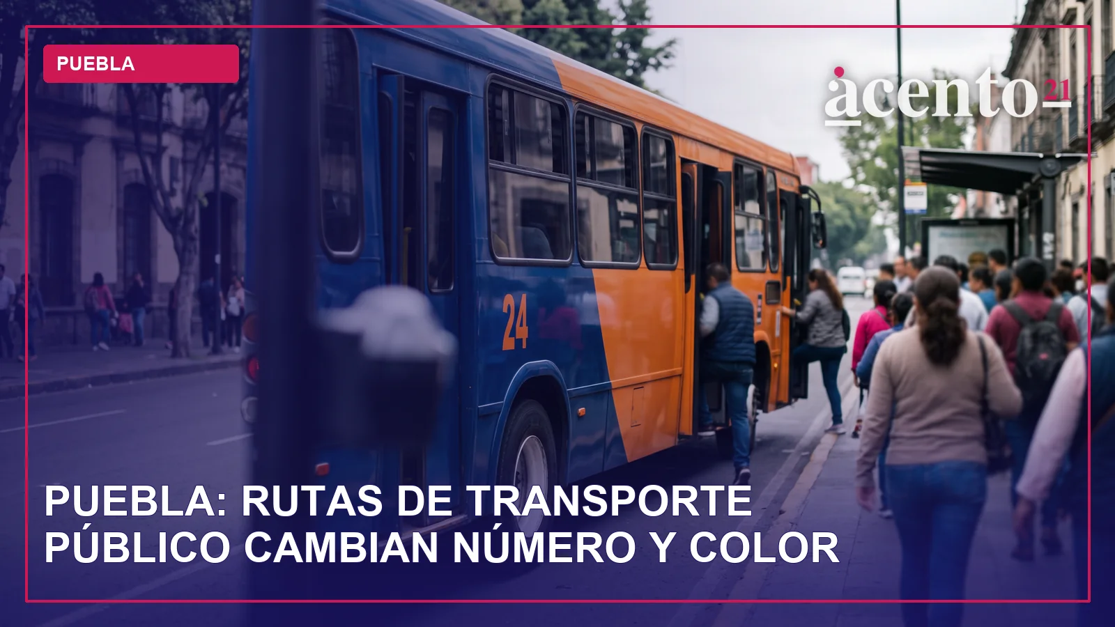 Autobús de transporte público con nuevos colores y número en Puebla