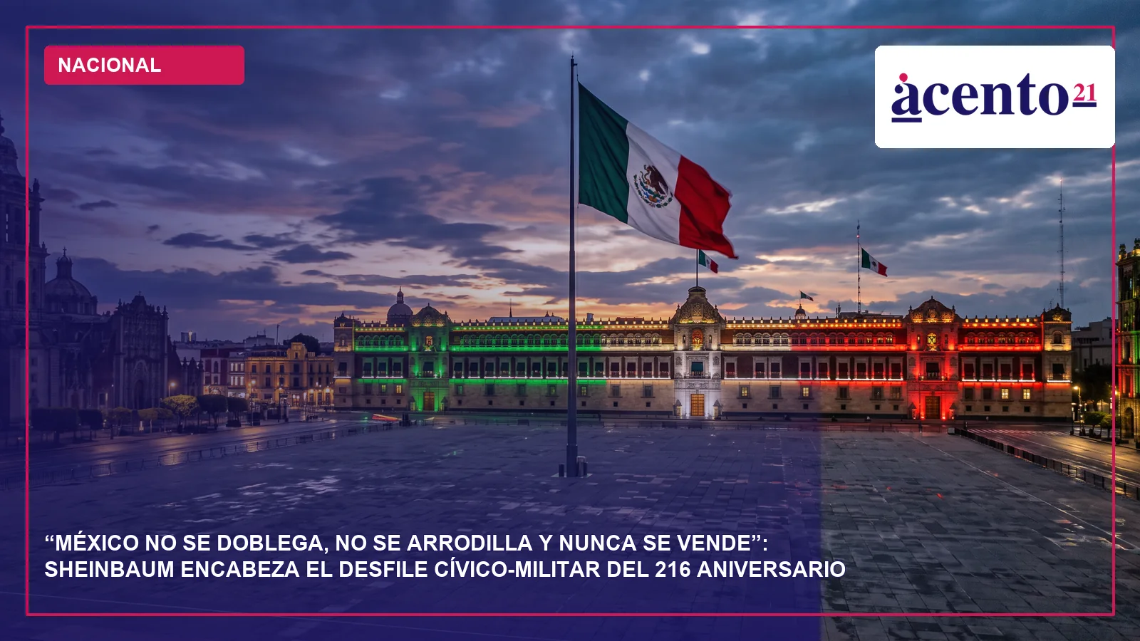 Zócalo de la Ciudad de México con la bandera monumental y Palacio Nacional al fondo, sin personas identificables