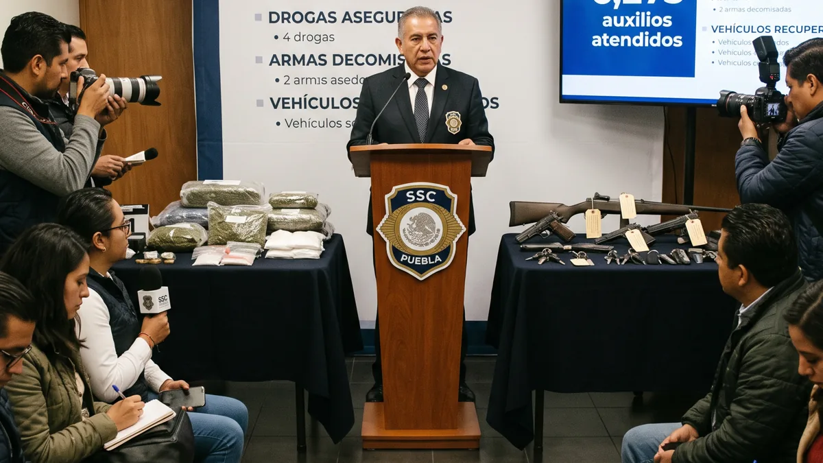 6,275 auxilios atendidos en Puebla en una semana: ¿qué más se logró? Una imagen abstracta que representa la seguridad ciudadana, con elementos gráficos que sugieren monitoreo y respuesta.