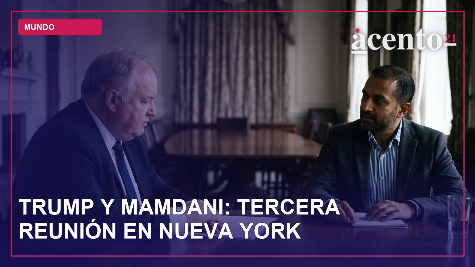 Una imagen que representa una reunión política o diplomática, con dos figuras sentadas en una mesa.