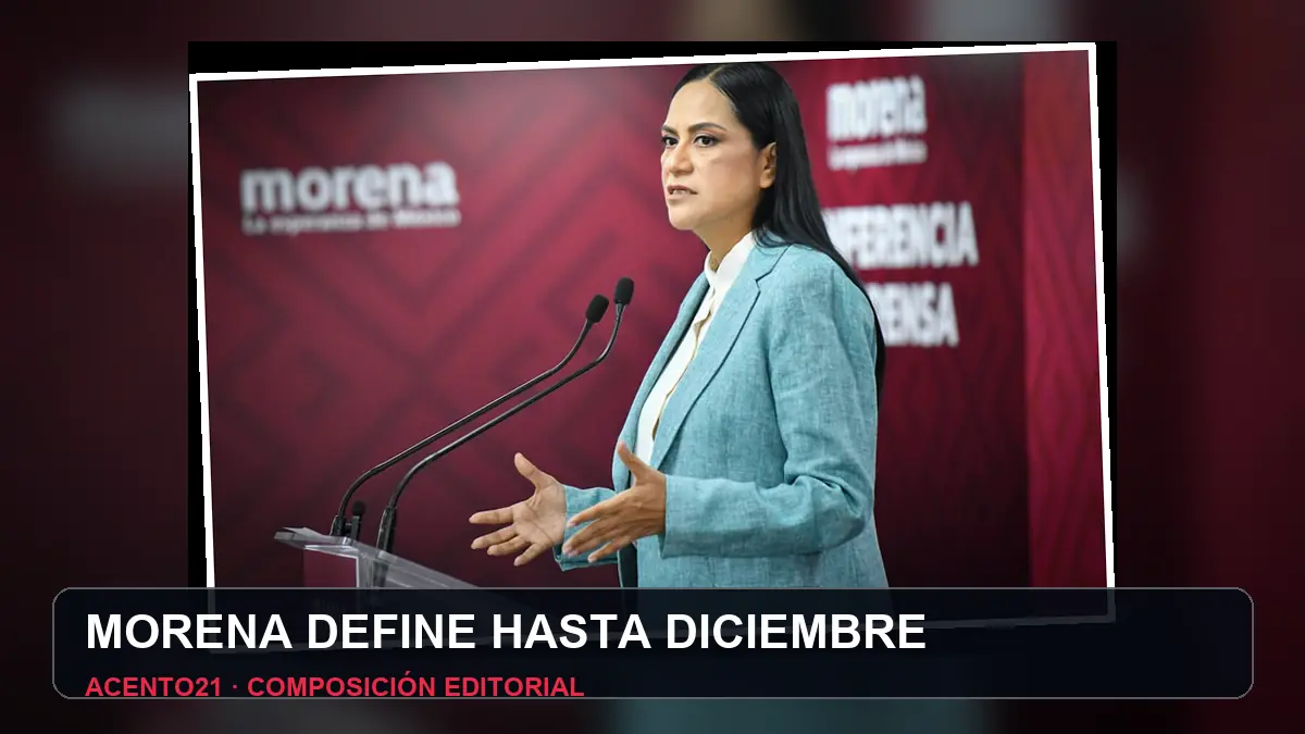 Ariadna Montiel durante una conferencia de Morena