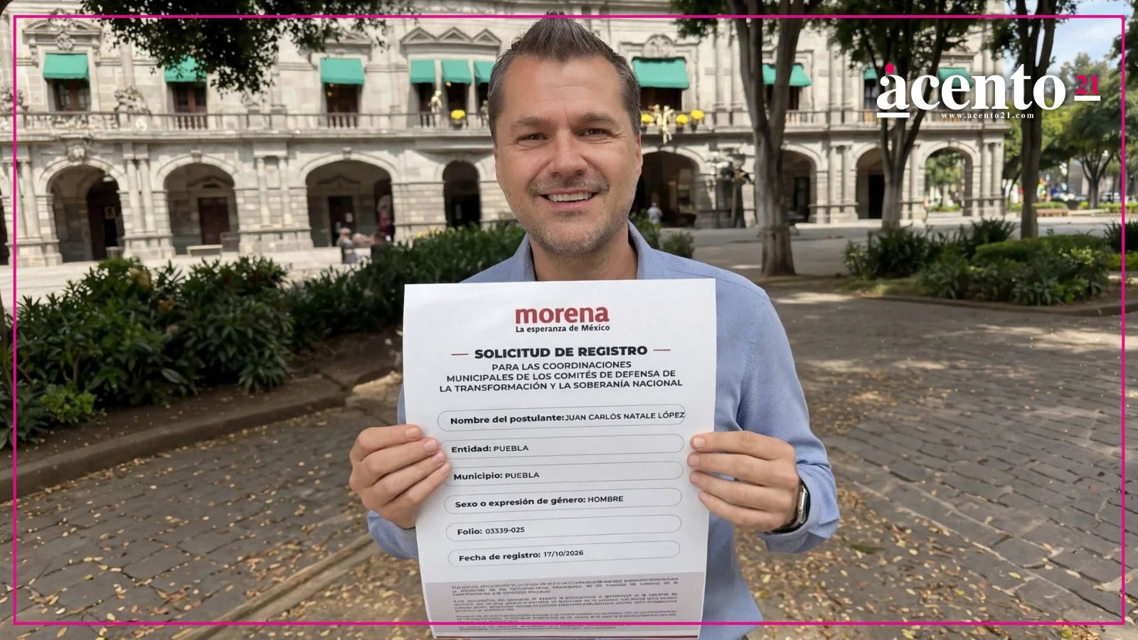 Juan Carlos Natale se registra para buscar la alcaldía de Puebla por Morena