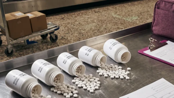 Tabletas de hidrocodona aseguradas en el AICM