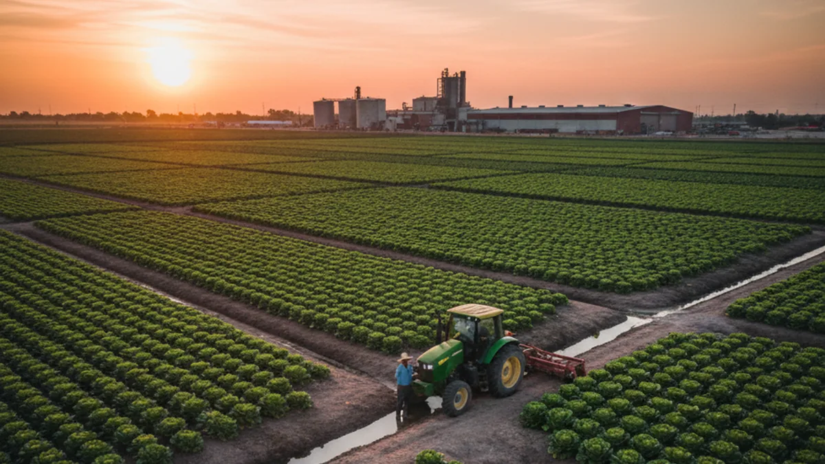 FDA encontró Cyclospora en México ligada a brote en EE. UU Imagen ilustrativa de lechugas frescas en un campo de cultivo, con un cielo despejado de fondo.