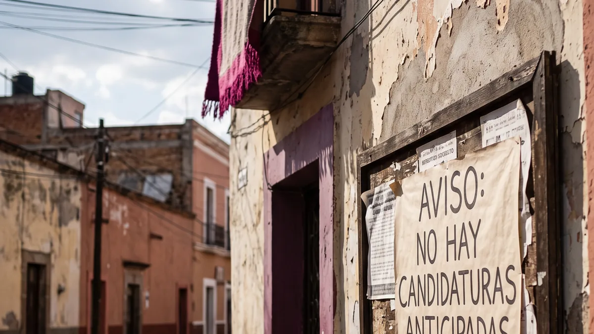 Pável Gaspar y Lupita Muciño niegan candidaturas anticipadas en Puebla Imagen de una urna electoral en Atlixco, Puebla, con un fondo difuminado de edificios.