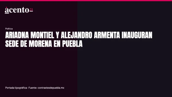 Fachada de la nueva sede de MORENA en Puebla con el logo del partido