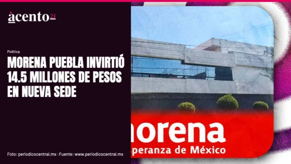 Fachada de un edificio moderno que podría ser la nueva sede de Morena en Puebla