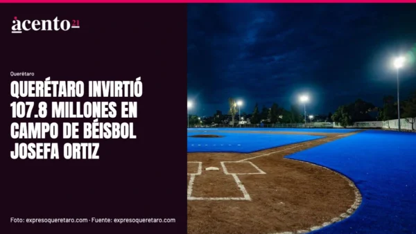 Vista aérea del campo de béisbol reconstruido en la Unidad Deportiva Josefa Ortiz de Domínguez, Querétaro